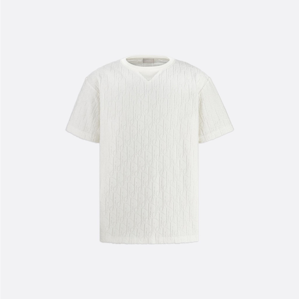 Dior Oblique Relaxed Fit Cotton Terry Shirt White Size L